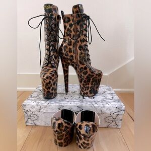Hella Heels Empire Kicks Booties - 8 inch - Leopard